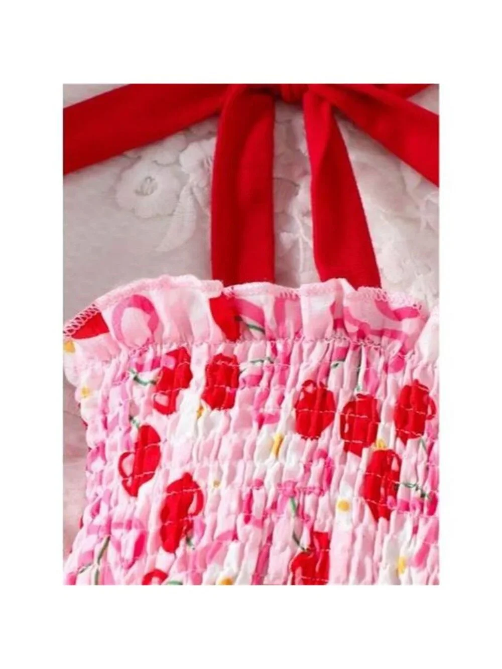 Children's Cherry Print Smocked Dress